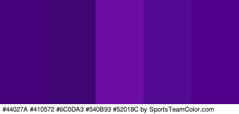 #44027A #410572 #6C0DA3 #540B93 #52018C Colors