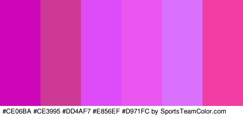 #CE06BA #CE3995 #DD4AF7 #E856EF #D971FC #F23CA3 Colors