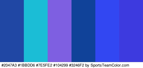 #2047A3 #1BBDD6 #7E5FE2 #104299 #3246F2 #3D3AE0 Colors