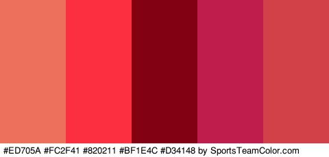 #ED705A #FC2F41 #820211 #BF1E4C #D34148 Colors