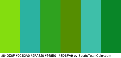 #84DD0F #2CB2A0 #2FA320 #568E01 #3DBFA9 #098728 Colors