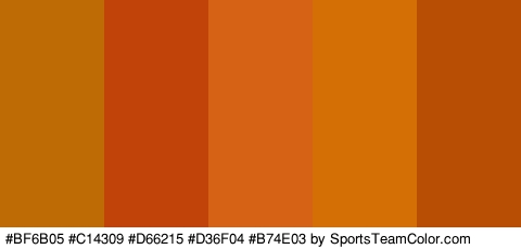 #BF6B05 #C14309 #D66215 #D36F04 #B74E03 Colors