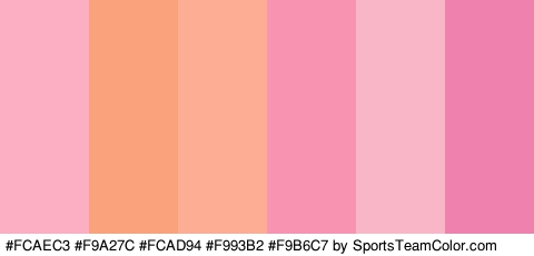 #FCAEC3 #F9A27C #FCAD94 #F993B2 #F9B6C7 #EF81AF Colors