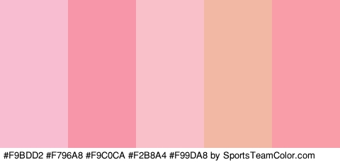 #F9BDD2 #F796A8 #F9C0CA #F2B8A4 #F99DA8 Colors