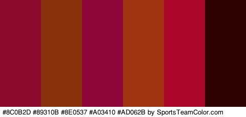 #8C0B2D #89310B #8E0537 #A03410 #AD062B #2D0201 Colors