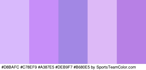 #D8BAFC #C78EF9 #A387E5 #DEB9F7 #B680E5 Colors