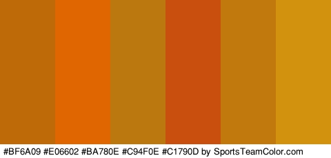 #BF6A09 #E06602 #BA780E #C94F0E #C1790D #D3920E Colors