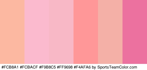 #FCB8A1 #FCBACF #F9B8C5 #FF9698 #F4AFA6 #ED719F Colors