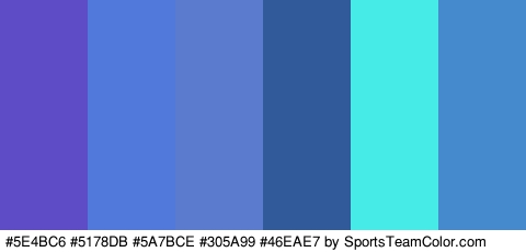 #5E4BC6 #5178DB #5A7BCE #305A99 #46EAE7 #458ACC Colors