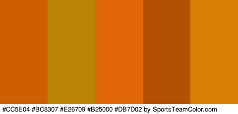 #CC5E04 #BC8307 #E26709 #B25000 #DB7D02 Colors