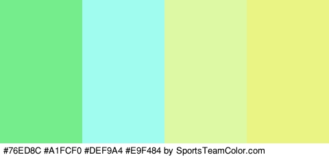 #76ED8C #A1FCF0 #DEF9A4 #E9F484 Colors