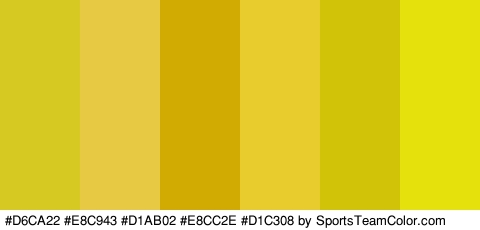 #D6CA22 #E8C943 #D1AB02 #E8CC2E #D1C308 #E5E10D Colors