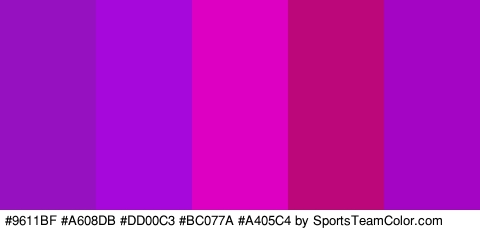 #9611BF #A608DB #DD00C3 #BC077A #A405C4 Colors