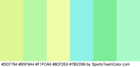 #DCF794 #B5F9A4 #F1FCA6 #8CF2E6 #7BED99 #A7F9C5 Colors