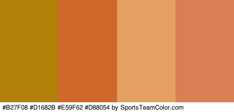 #B27F08 #D1682B #E59F62 #D88054 Colors