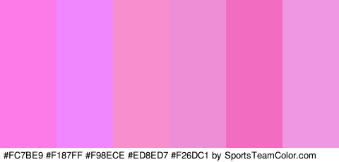 #FC7BE9 #F187FF #F98ECE #ED8ED7 #F26DC1 #EF97E2 Colors