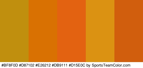 #BF8F0D #D87102 #E26212 #DB9111 #D15E0C Colors