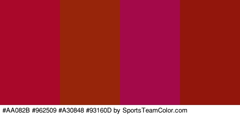 #AA082B #962509 #A30848 #93160D Colors