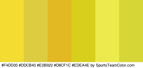 #F4DD30 #DDCB40 #E2B922 #D8CF1C #EDEA4E #D6D637 Colors