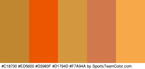 #C18730 #ED5600 #D3983F #D1794D #F7A94A Colors