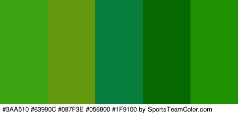 #3AA510 #63990C #087F3E #056800 #1F9100 Colors