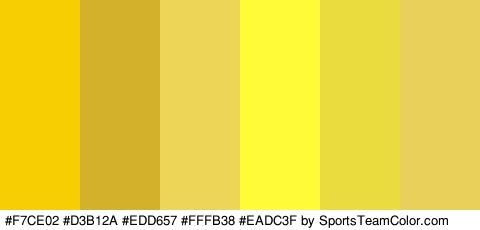 #F7CE02 #D3B12A #EDD657 #FFFB38 #EADC3F #E8D05A Colors