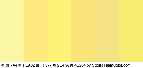 #F9F7A4 #FFEA82 #FFF377 #F9E47A #F4E284 #F7EC71 Colors