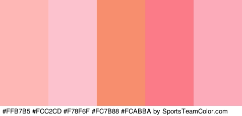 #FFB7B5 #FCC2CD #F78F6F #FC7B88 #FCABBA Colors