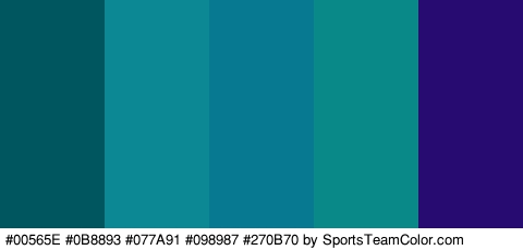 #00565E #0B8893 #077A91 #098987 #270B70 Colors