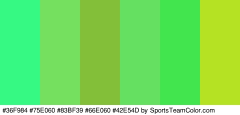 #36F984 #75E060 #83BF39 #66E060 #42E54D #B5E222 Colors