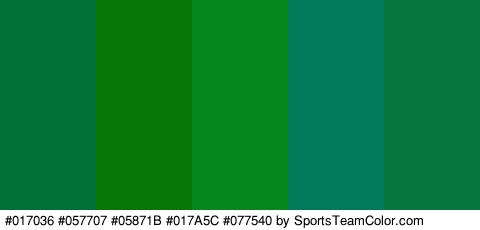 #017036 #057707 #05871B #017A5C #077540 Colors