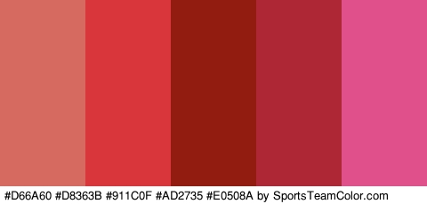 #D66A60 #D8363B #911C0F #AD2735 #E0508A Colors