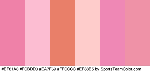 #EF81A8 #FCBDD3 #EA7F69 #FFCCCC #EF88B5 #EF92A8 Colors