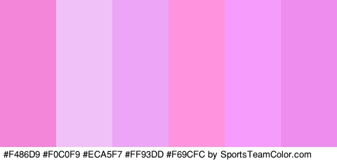 #F486D9 #F0C0F9 #ECA5F7 #FF93DD #F69CFC #EF8DEF Colors