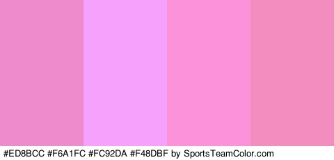 #ED8BCC #F6A1FC #FC92DA #F48DBF Colors