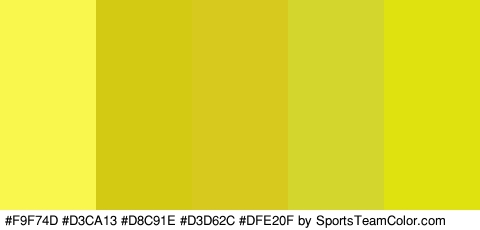 #F9F74D #D3CA13 #D8C91E #D3D62C #DFE20F Colors