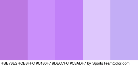 #BB78E2 #CB8FFC #C180F7 #DEC7FC #C3ADF7 Colors