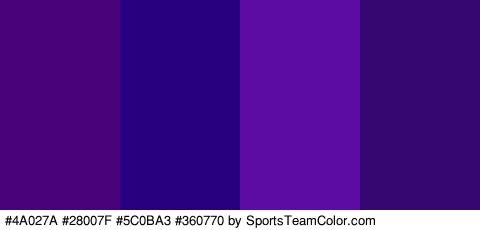 #4A027A #28007F #5C0BA3 #360770 Colors