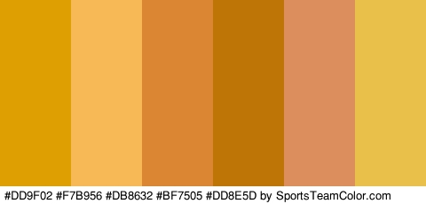 #DD9F02 #F7B956 #DB8632 #BF7505 #DD8E5D #E8C04A Colors