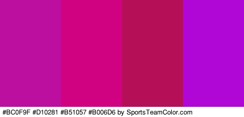 #BC0F9F #D10281 #B51057 #B006D6 Colors