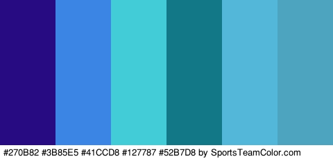 #270B82 #3B85E5 #41CCD8 #127787 #52B7D8 #4CA4BF Colors