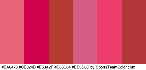 #EA6478 #CE024D #B53A2F #D65C84 #ED3D6C #B2373B Colors