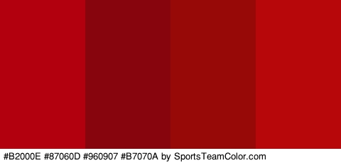 #B2000E #87060D #960907 #B7070A Colors