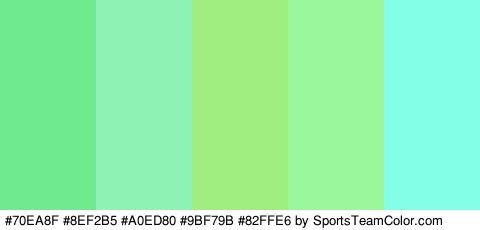 #70EA8F #8EF2B5 #A0ED80 #9BF79B #82FFE6 Colors