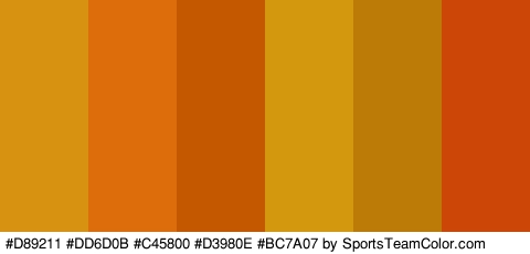 #D89211 #DD6D0B #C45800 #D3980E #BC7A07 #CC4608 Colors