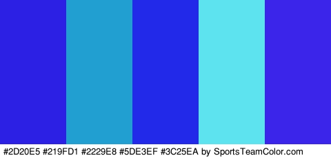 #2D20E5 #219FD1 #2229E8 #5DE3EF #3C25EA Colors