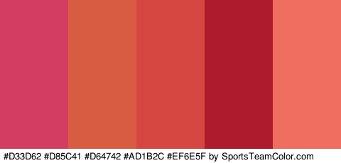 #D33D62 #D85C41 #D64742 #AD1B2C #EF6E5F Colors