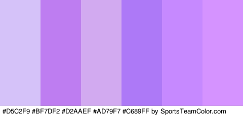 #D5C2F9 #BF7DF2 #D2AAEF #AD79F7 #C689FF #D493FF Colors