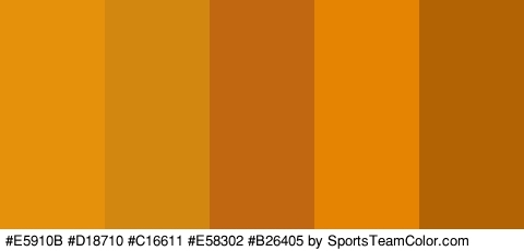 #E5910B #D18710 #C16611 #E58302 #B26405 Colors