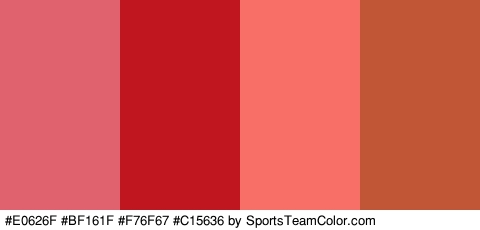 #E0626F #BF161F #F76F67 #C15636 Colors